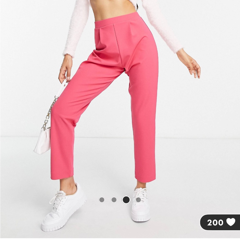 ASOS Design petite Jersey tapered suit pants in Pink